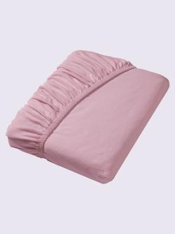 Drap-housse jersey fin maco à repassage superflu, Jersey maco, rose clair uni, taille 1 pièce 90x190 - 100x200 cm, Estella - helline
