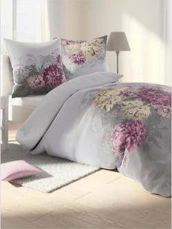 Linge de lit flanelle fine douce, coleur gris-mûre - HELLINE