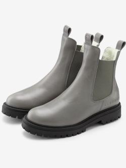 Bottines d'hiver en cuir de qualité avec doublure chaude toute douce, couleur gris, taille 43, marque Elbsand - helline