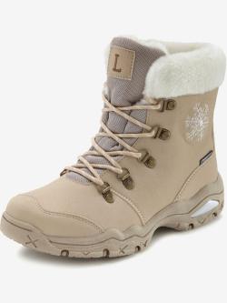 Bottines d'hiver bottes thermiques : très chaudes et souples, couleur : marron clair uni, taille 42, marque LASCANA, 100% matière synthétique -