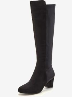 Bottes avec empiècement extensible tendance et élégant, hauteur du talon env. 6 cm, noir uni, taille 43, LASCANA - helline