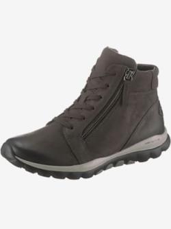 Bottines à lacets chaussures à lacets, glissière intérieure et extérieure, coleur gris foncé-usé - HELLINE