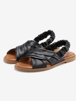 Sandales cuir de qualité, noir uni, taille 38, LASCANA - helline
