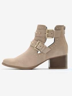 Bottines cowboy cuir de qualité, coleur sable - HELLINE