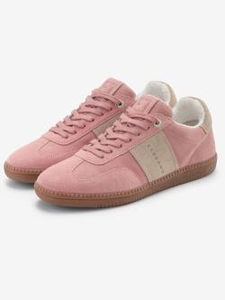 Baskets sneakers en cuir doux et de qualité avec doublure en textile douce, confortables à porter, rose clair uni, taille 37, Elbsand - helline