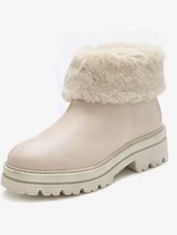 Bottines cuir de qualité, coleur crème - HELLINE
