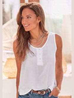 Débardeur encolure ronde, couleur blanc, taille 38, marque Buffalo - helline