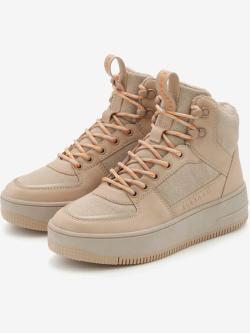 Baskets sneakers montantes avec doublure chaude et douce pour un confort optimal, marron clair uni, taille 42, Elbsand - helline