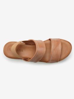 Sandales compensées chaussures en cuir avec brides élastiques pour un confort optimal, marron clair uni, taille 39, LASCANA - helline