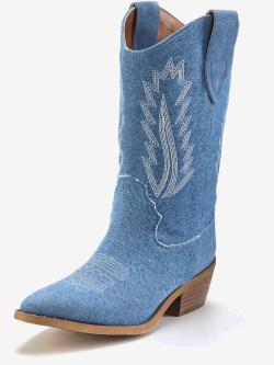 Bottines chelsea look denim tendance avec coutures décoratives mode, couleur bleu, taille 41, marque LASCANA - helline