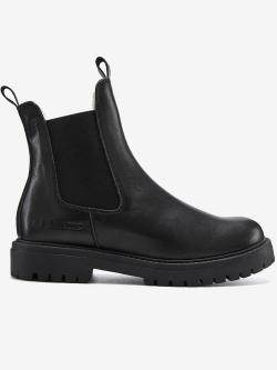 Bottines d'hiver en cuir de qualité avec doublure chaude toute douce, couleur noir, taille 38, marque Elbsand - helline