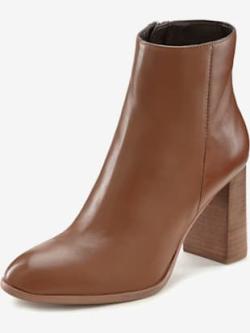 Bottines à talon haut cuir de qualité, coleur ambre - HELLINE
