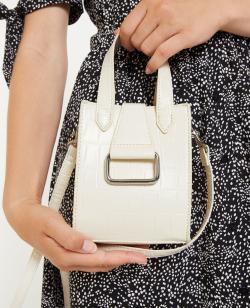 Mini sac avec poignées en simili effet croco