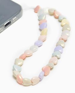 Dragonne de téléphone avec perles cœur