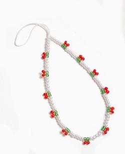 Dragonne de téléphone avec perles et cerises
