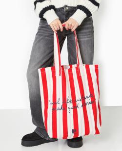 Totebag rayé avec inscription