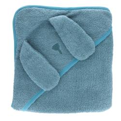 Cape de bain lapin bleu 100x100cm