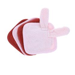 Lot de 4 lingettes lavables en éponge lapin rose