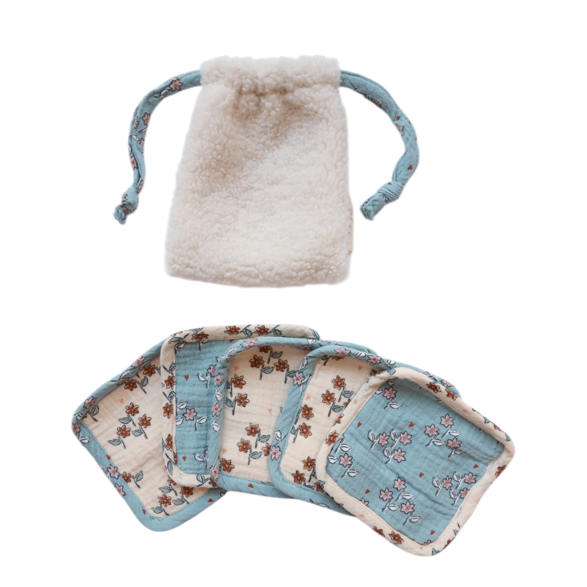 Lot de 5 lingettes lavables fleuries - À la cueillette