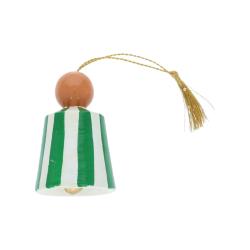 Suspension de Noël clochette rayée verte