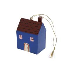 Suspension de Noël maison bleue