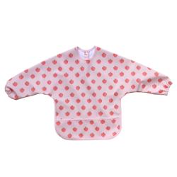 Bavoir tablier manches longues pommes roses 1-3 ans - Dans mon jardin