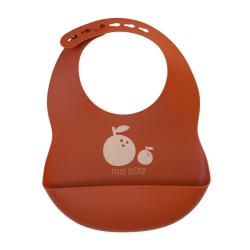 Bavoir silicone marron pommes - Petit déj