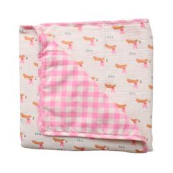 Couverture lapin vichy rose - Chichi pompon