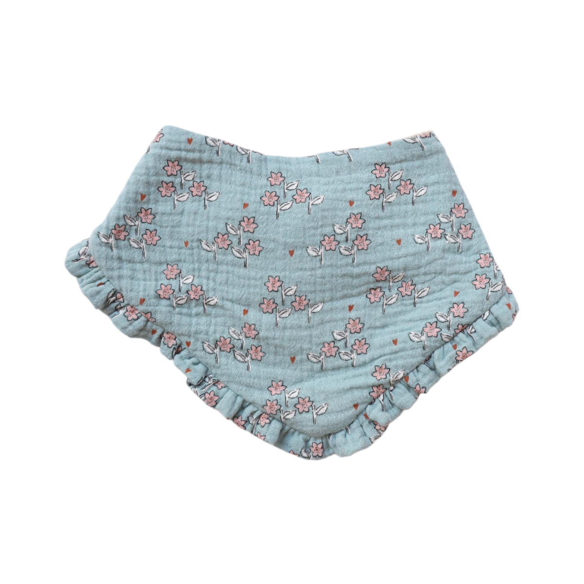 Bavoir bandana éponge fleuri bleu - À la cueillette