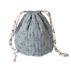Sac pochon fleuri bleu - À la cueillette