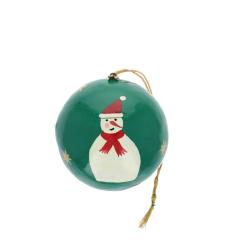 Boule de Noël en papier mâché verte - La forêt