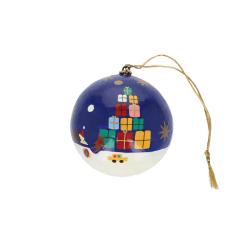 Boule de Noël en papier mâché bleue - La forêt