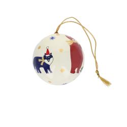 Boule de Noël en papier mâché écru - La forêt