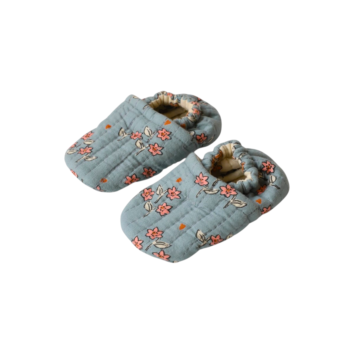 Chaussons fleuris bleu 0-6 mois - À la cueillette