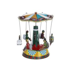 Carrousel en métal vintage jaune et bleu