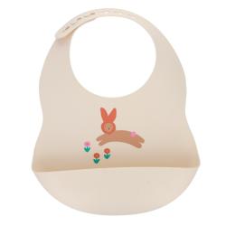 Bavoir en silicone écru lapin - Chichi pompon