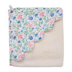 Cape de bain fleurie bleu et rose - Joli Paon