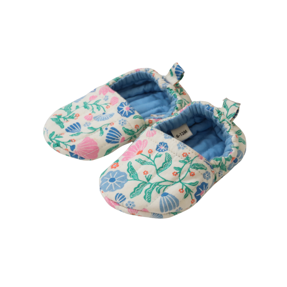 Chaussons bébé fleuris bleu et rose 6-12 mois - Joli Paon