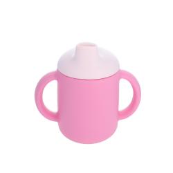 Tasse d'apprentissage en silicone bicolore rose - Joli Paon