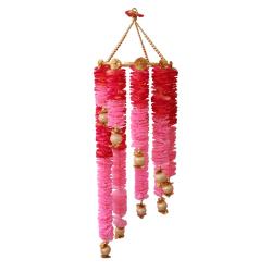 Suspension indienne fleurs artificielles roses