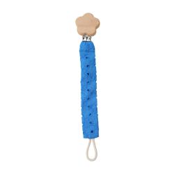 Attache tétine broderie bleue - Joli Paon