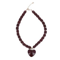 Collier en perles marron et cœur - Carmina