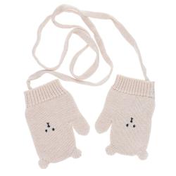 Moufles en tricot écru ours - Conte Inuit