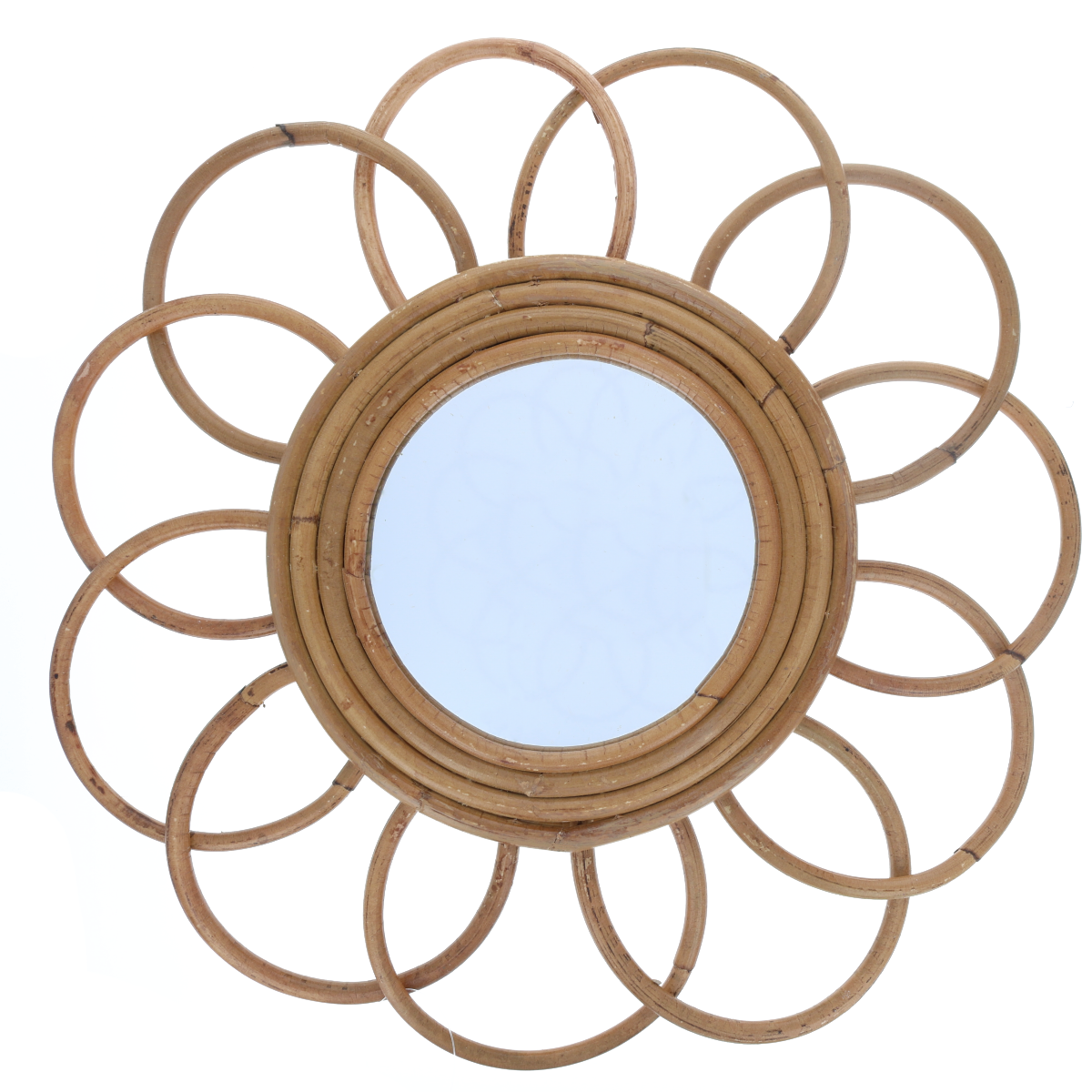 Miroir marguerite rotin