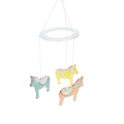 Mobile bébé suspension chevaux en bois
