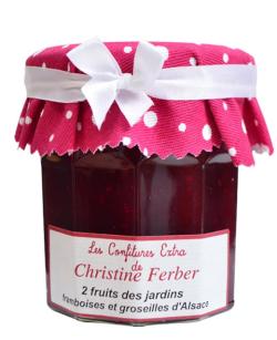 Confiture aux 2 fruits du jardin - framboises et groseilles d'Alsace