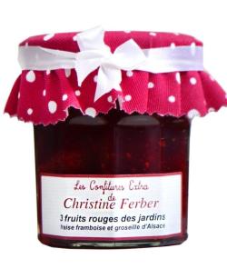 Confiture 3 fruits du jardin - fraise, framboise et groseille