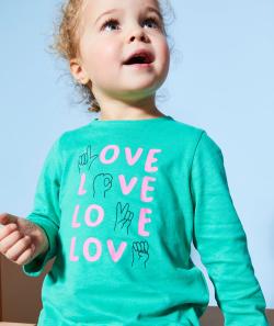 T-shirt bébé fille en coton bio vert et message rose - 3 M
