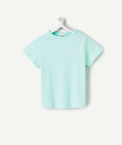 T-shirt à manches courtes bébé garçon en coton bio bleu avec message - 3 M