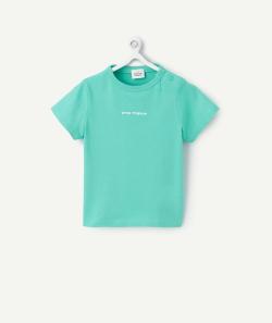 T-shirt à manches courtes bébé garçon en coton bio vert avec message - 12 M